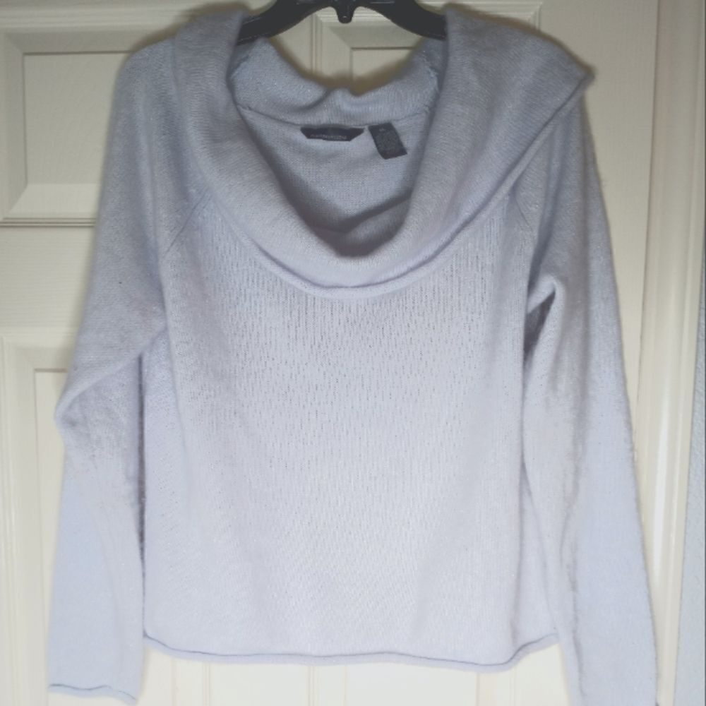 Hillard Hanson XL Blue AngoraWool Blend RaglanLslv Knit CowlNeck WomenTopSweater